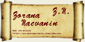 Zorana Mačvanin vizit kartica